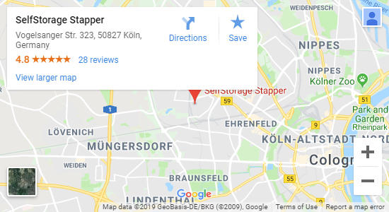 Karte SelfStorage Stapper Köln - Self-Storage
