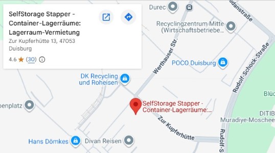 SelfStorage Stapper Duisburg - Karte