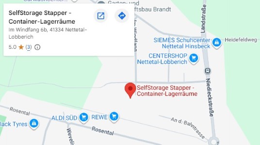 SelfStorage-Stapper-Nettetal-Lobberich-Karte